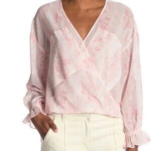 Allsaints Womens 4 Snake Print Wrap Sheer Pink Blouse